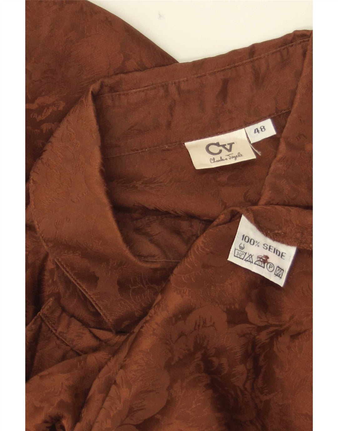 Blusa feminina vintage IT 48 XL seda marrom