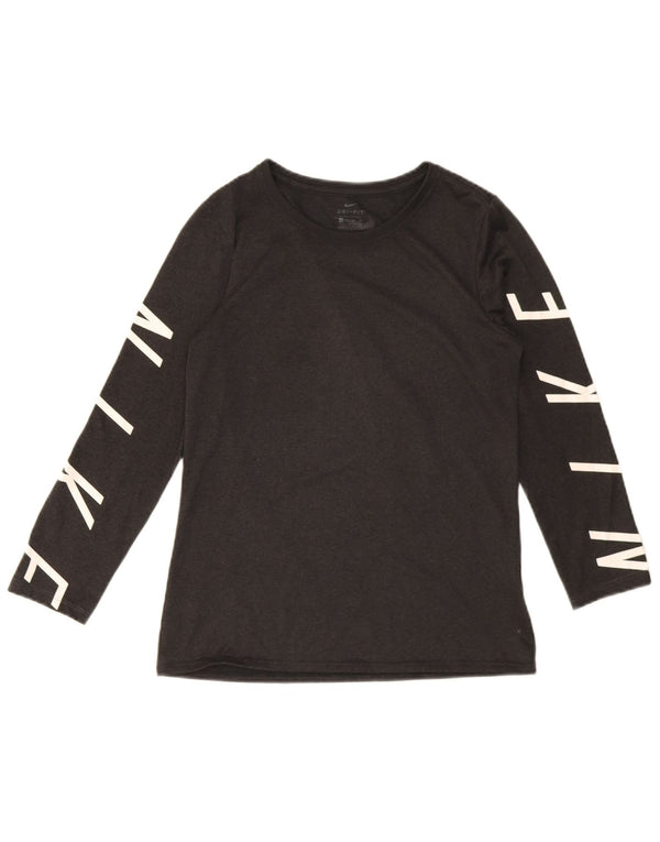 Top gráfico Nike feminino Dri Fit manga 3/4 UK 6 XS cinza