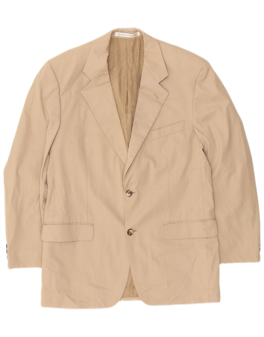 Jaqueta blazer masculina de 2 botões Marks & Spencer Reino Unido 40 algodão bege médio