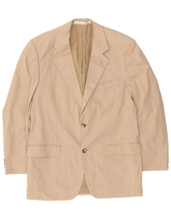Jaqueta blazer masculina de 2 botões Marks & Spencer Reino Unido 40 algodão bege médio
