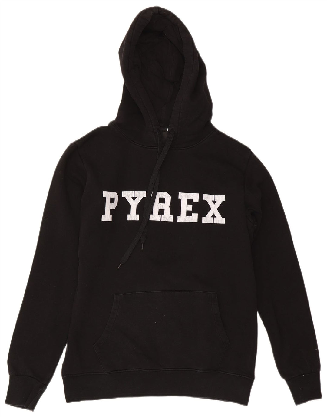 Suéter com capuz gráfico masculino Pyrex pequeno algodão preto