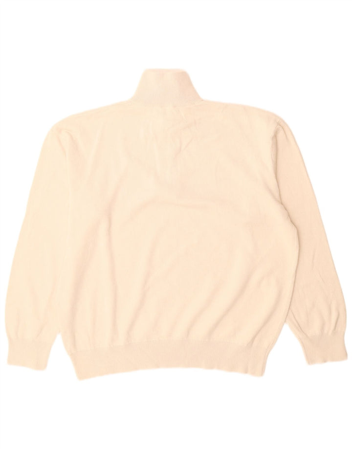 Suéter masculino Zara com zíper e gola grande de algodão branco
