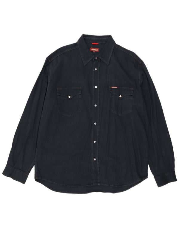 Camisa jeans masculina CARRERA 2XL algodão azul marinho
