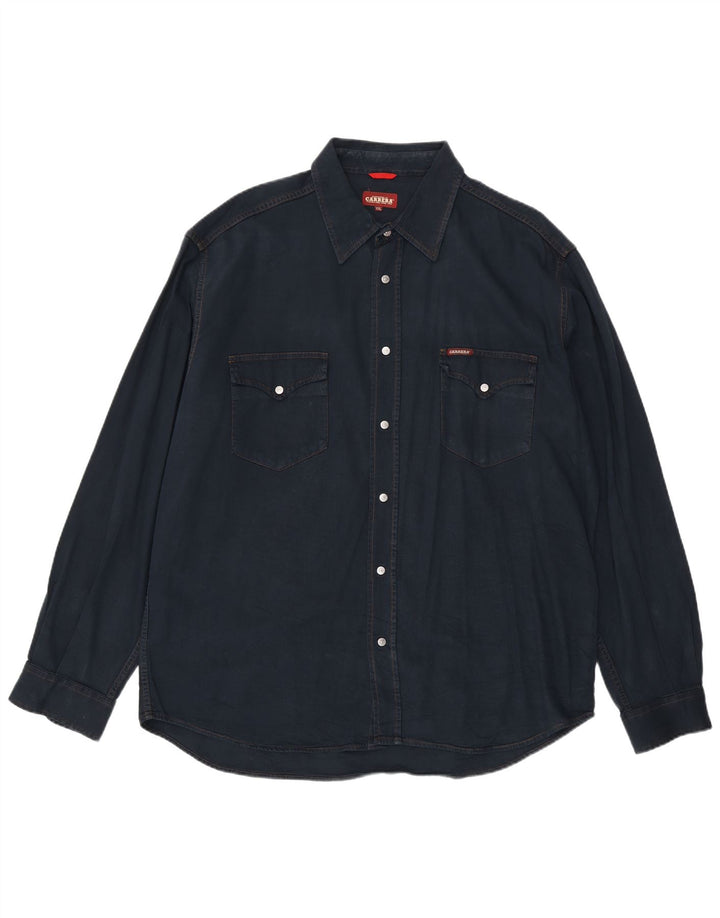 Camisa jeans masculina CARRERA 2XL algodão azul marinho