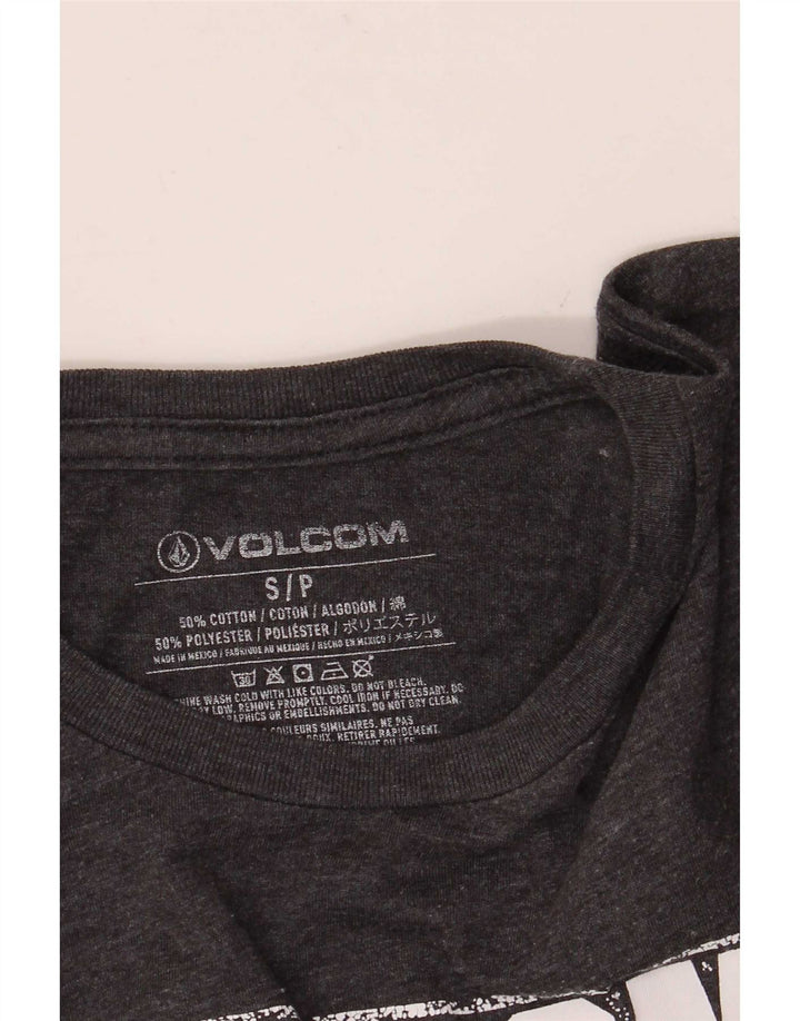 Volcom Camiseta masculina gráfica top pequeno algodão cinza