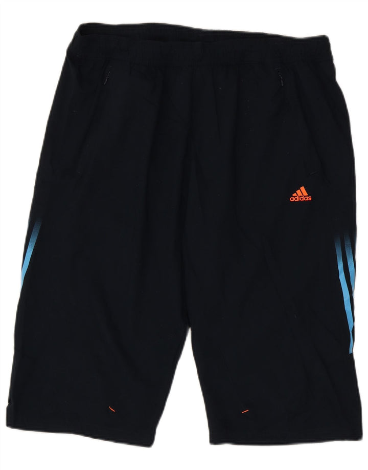 Shorts esportivos masculinos Adidas grandes poliéster azul marinho