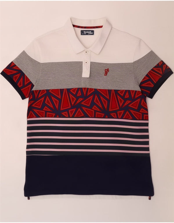 Camisa polo masculina Desigual 2XL algodão listrado multicolorido