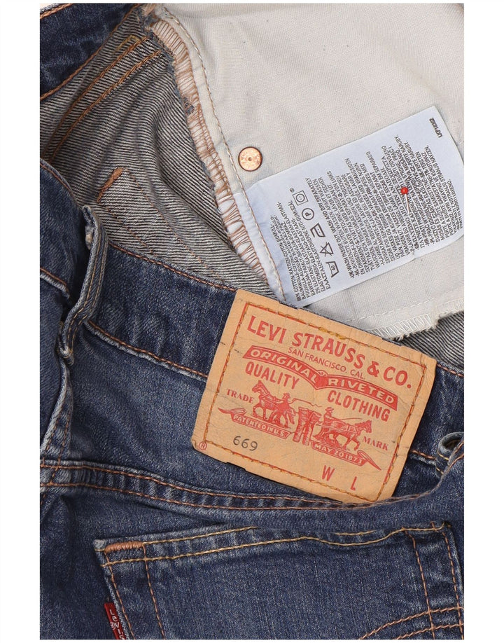 Mini saia jeans feminina Levi's 669 W32 grande algodão azul marinho