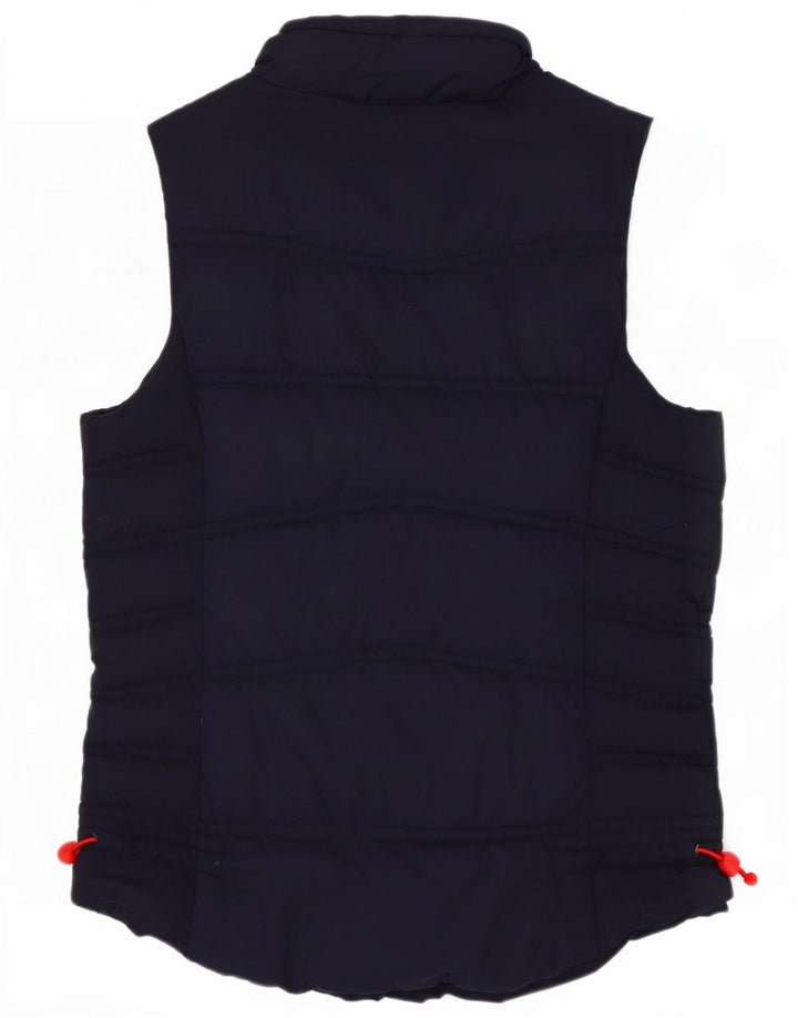 Gilet acolchoado feminino de peixe estranho UK 8 poliéster azul marinho pequeno