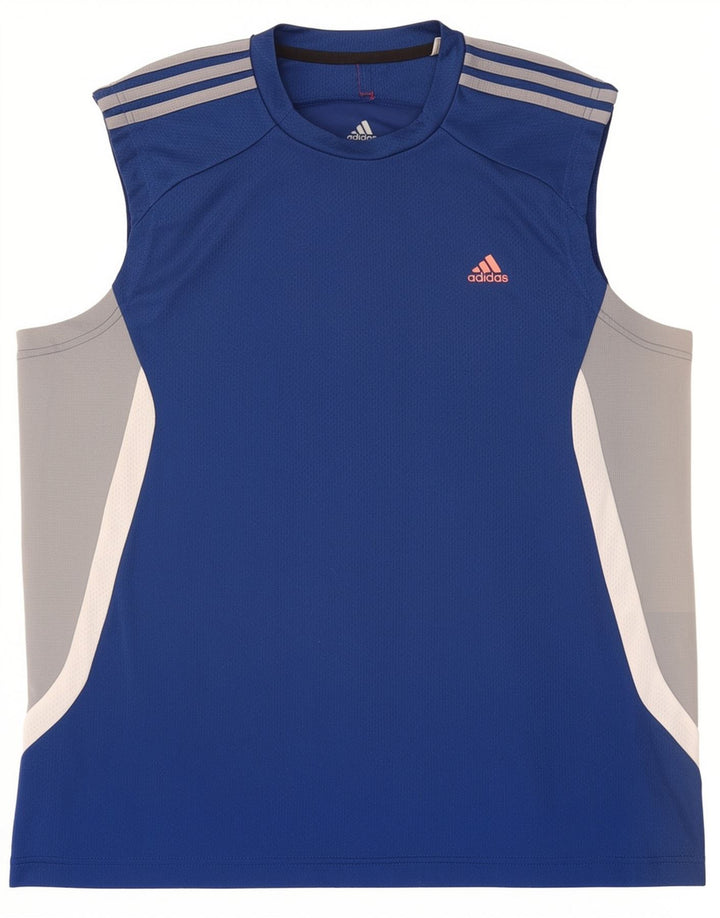 Adidas Mens Climacool Vest Top Médio Azul Colourblock Poliéster