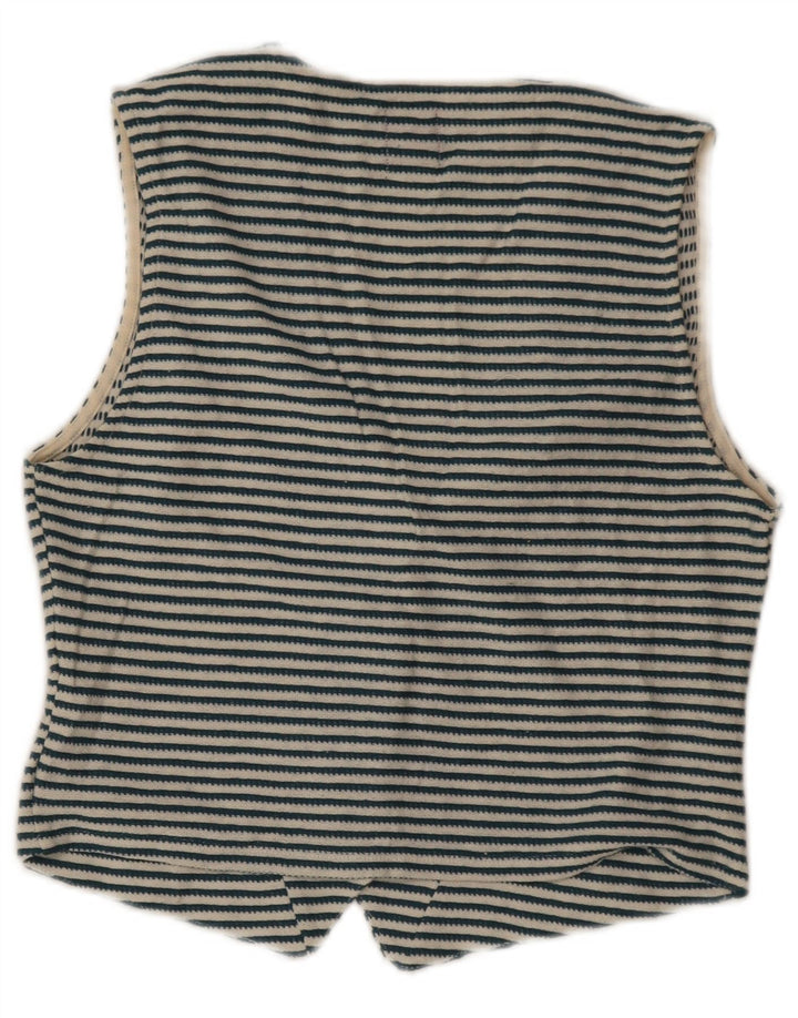 Colete feminino Zara UK 12 algodão listrado azul médio
