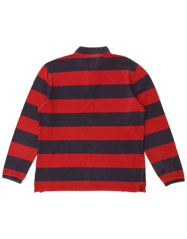 Camisa polo masculina de rugby de manga comprida Barbour XL azul marinho listrado de algodão