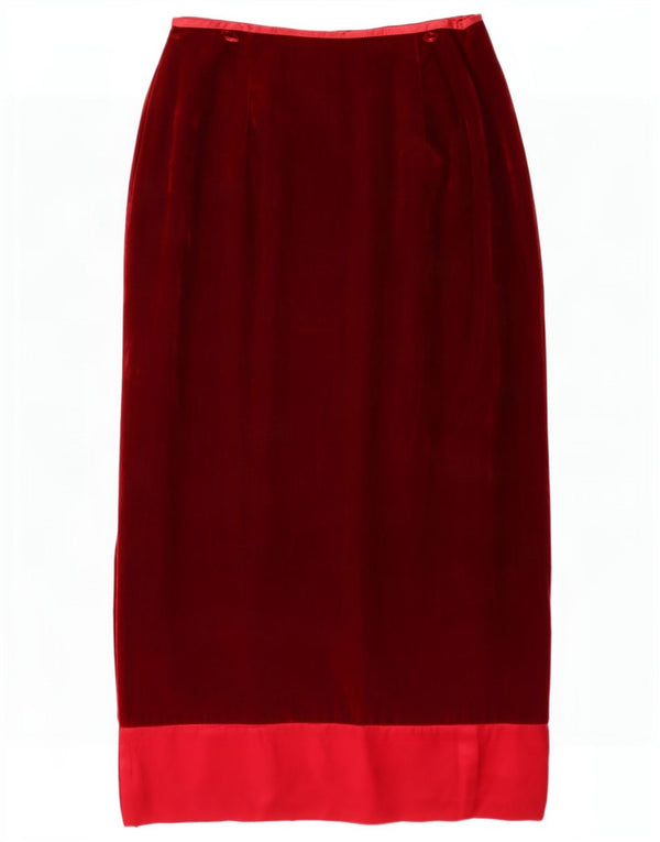 Monsoon Saia reta feminina de veludo UK 14 médio W30 marrom colorblock
