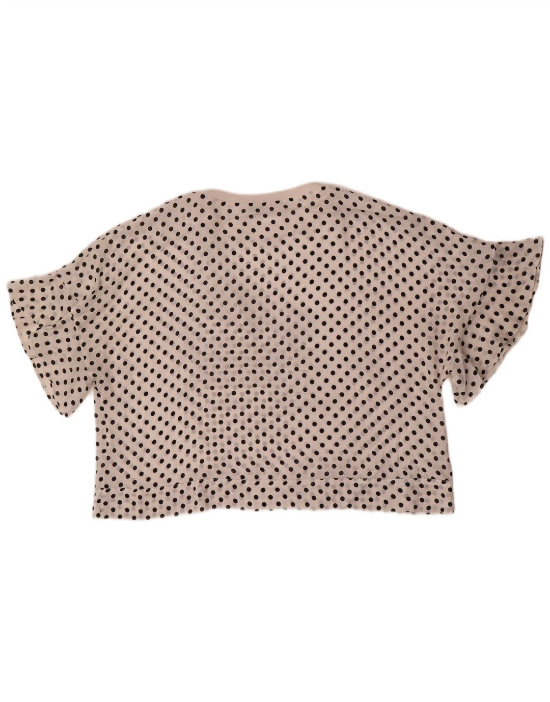 Zara blusa feminina oversized top UK 6 XS branco bolinhas poliéster