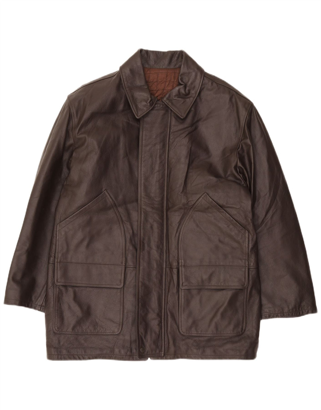 Casaco de couro VINTAGE para meninos 15-16 anos XL couro marrom