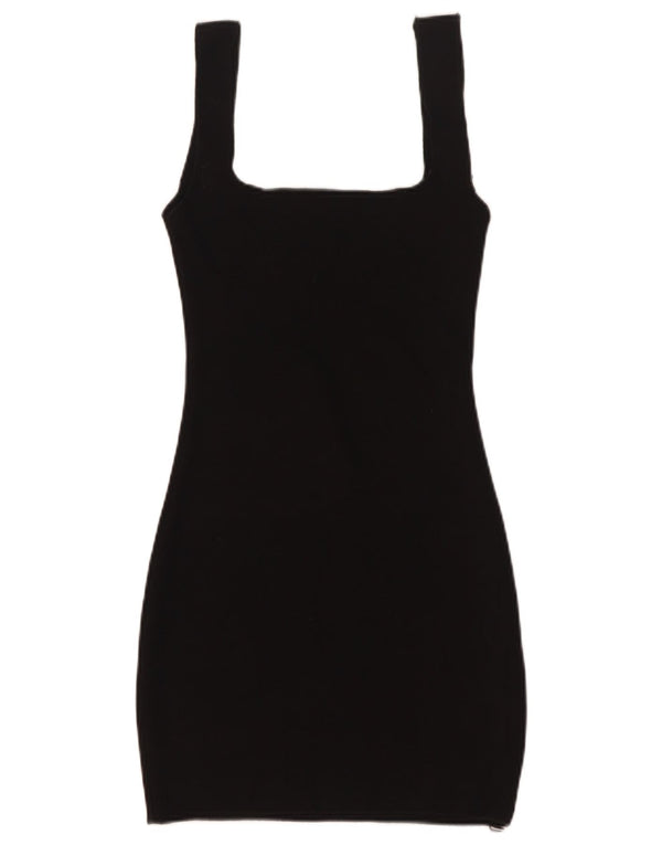 Vestido bodycon feminino sem mangas Zara UK 8 pequeno preto viscose