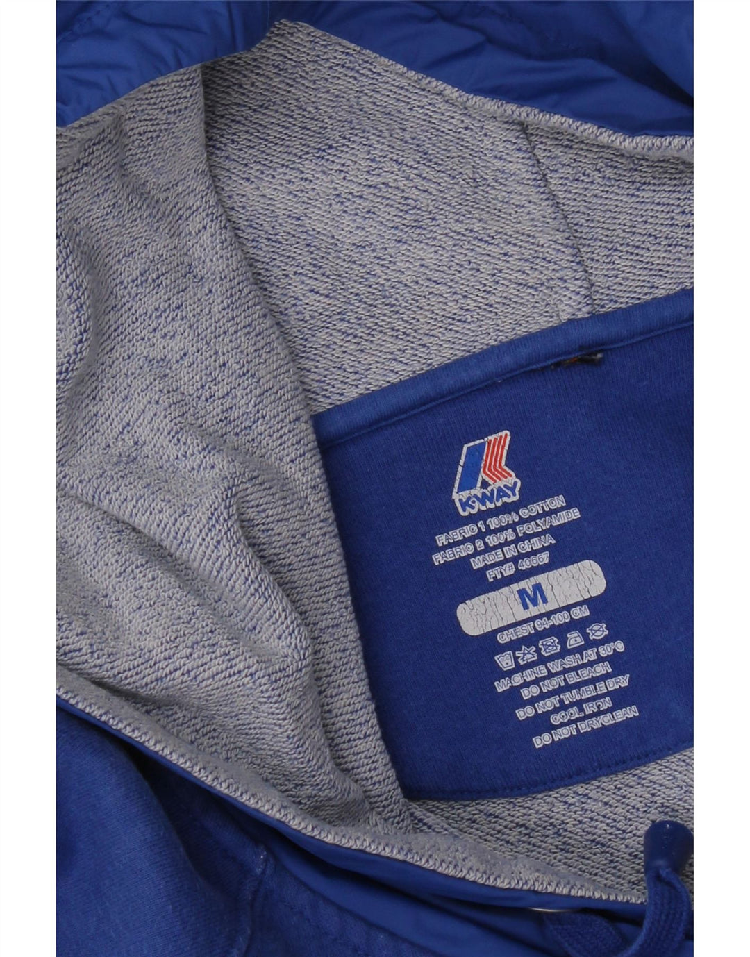 K-Way moletom com capuz feminino UK 14 algodão azul médio