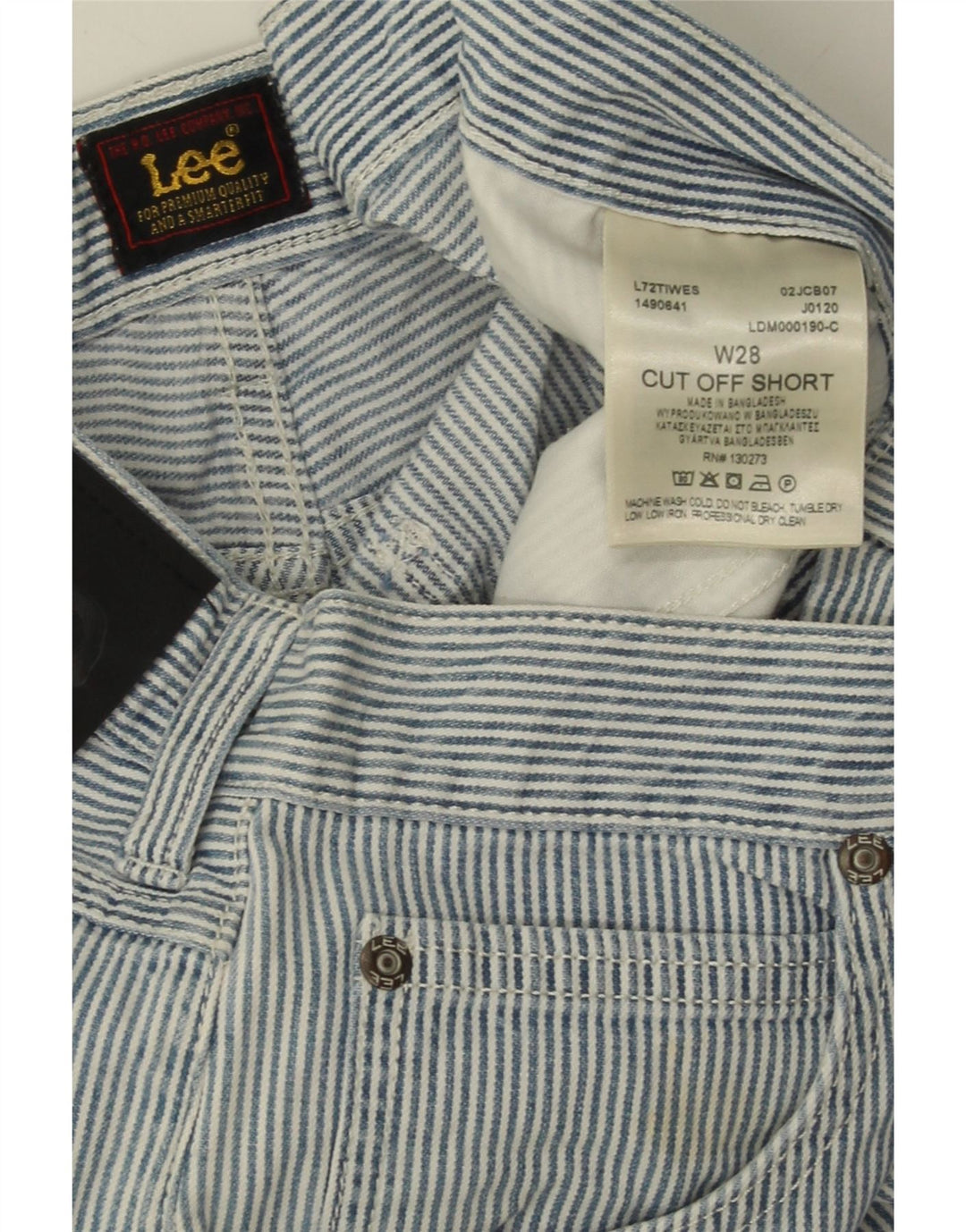 LEE Mens Denim Shorts W28 Medium  Blue Pinstripe Cotton Vintage Lee and Second-Hand Lee from Messina Hembry 