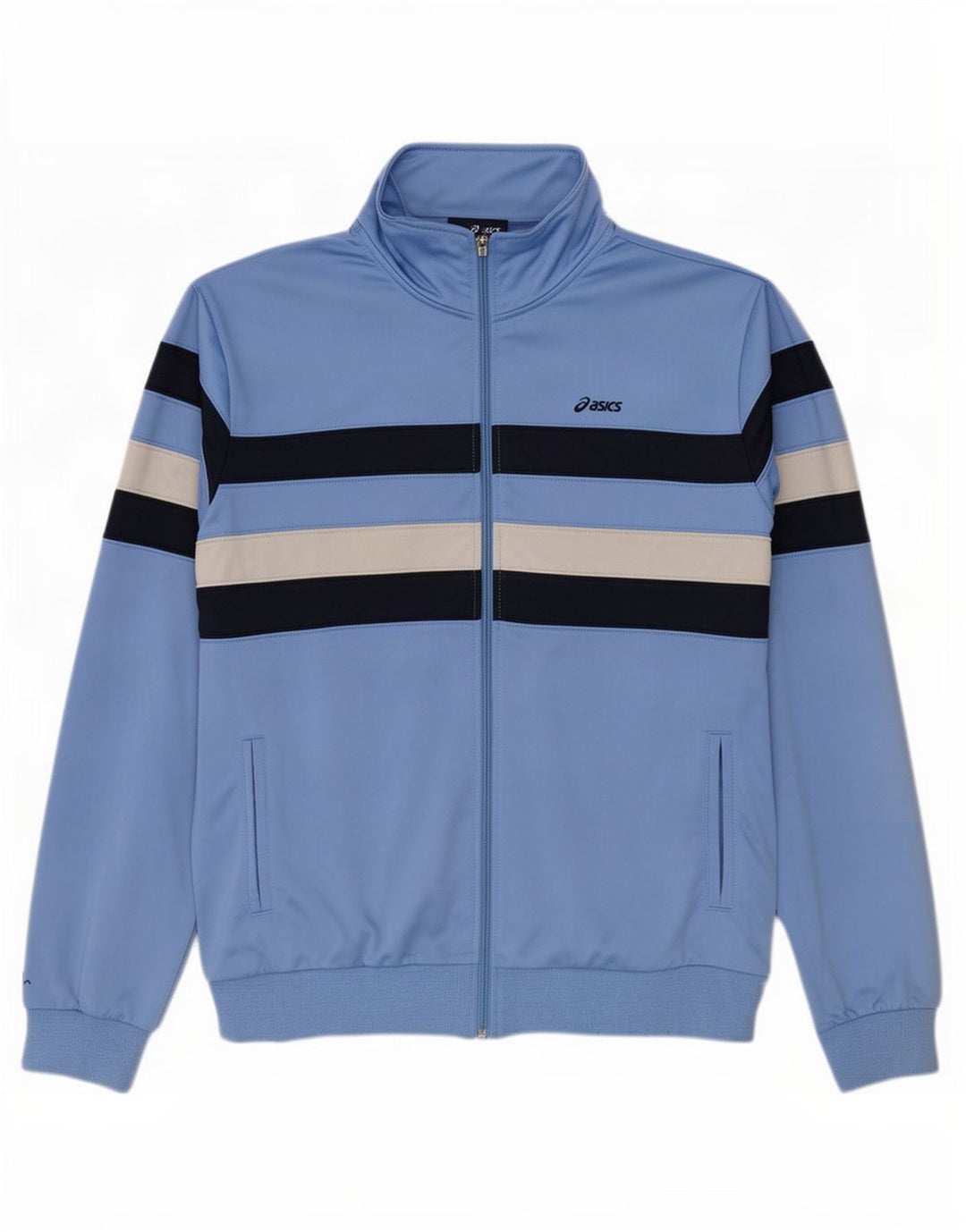 Asics Mens Tracksuit Top Jacket XL Azul Colourblock Poliéster