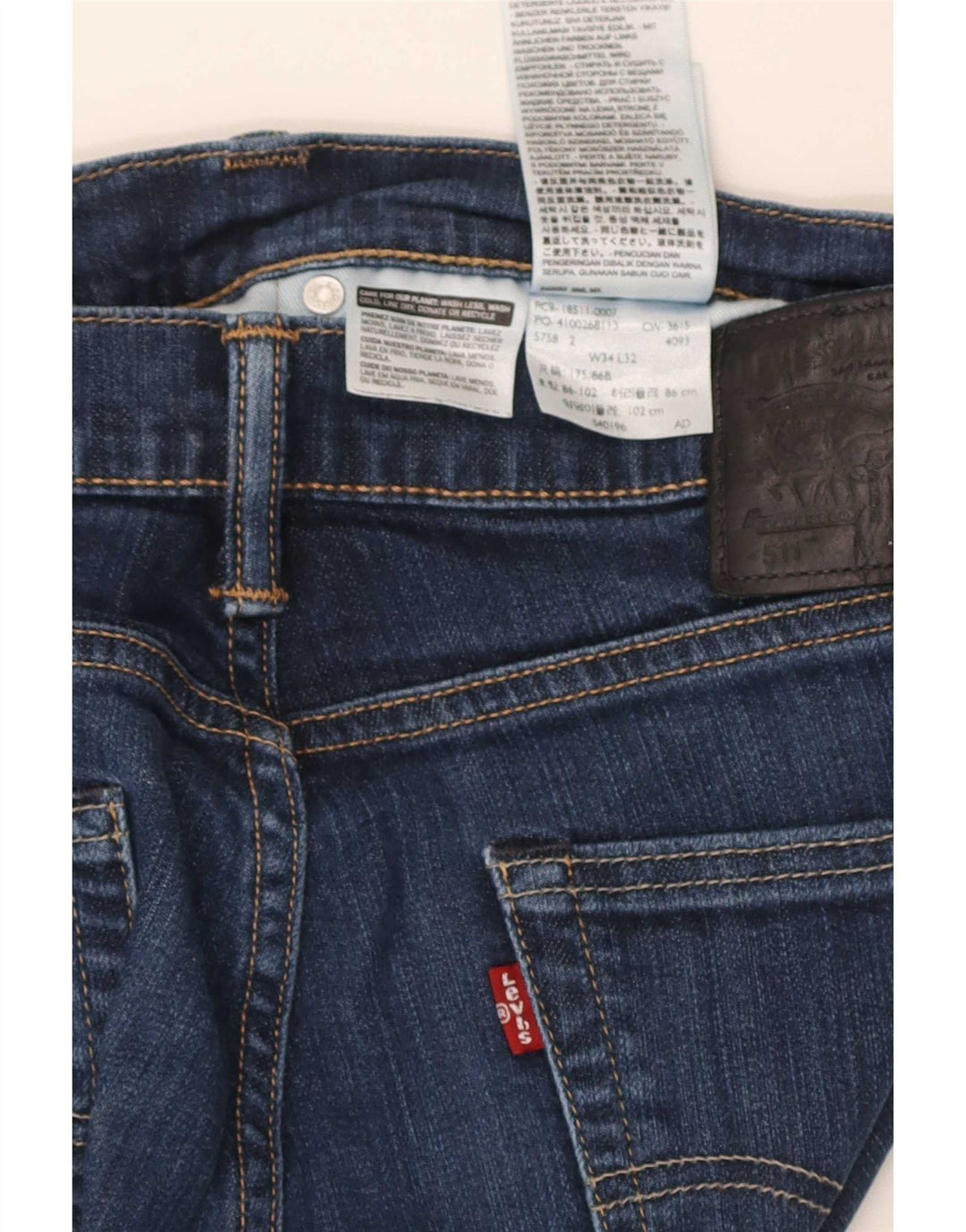 Levi's Masculino 511 Slim Jeans W34 L32 Azul Marinho Algodão