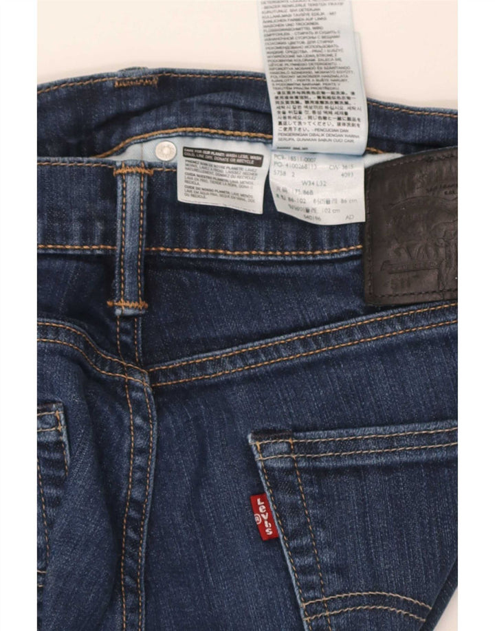 Levi's Masculino 511 Slim Jeans W34 L32 Azul Marinho Algodão
