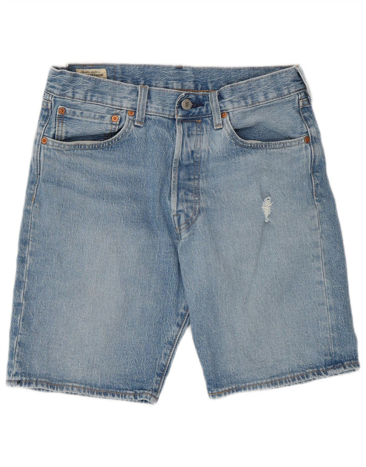 LEVI'S Masculino 501 Shorts jeans desgastados W31 algodão azul médio