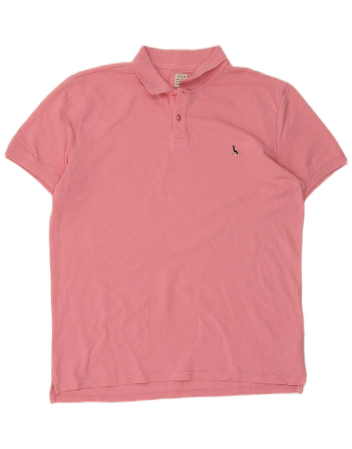 Camisa polo masculina JACK WILLS grande algodão rosa