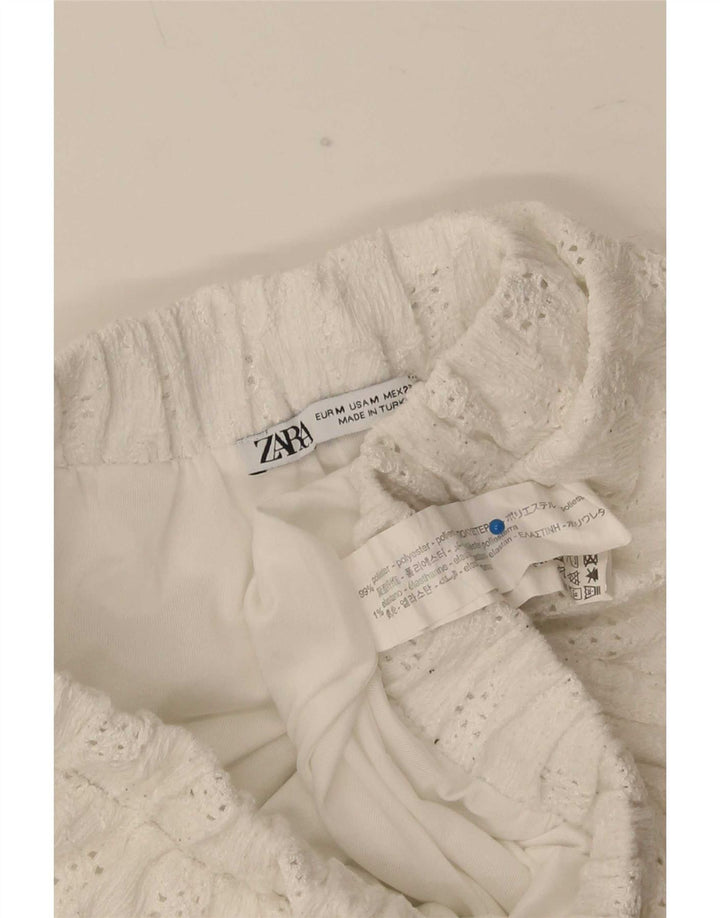Shorts casual feminino Zara médio W28 poliéster branco