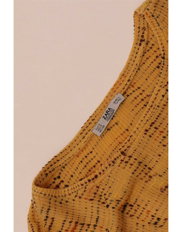 Blusa feminina Zara Top UK 10 pequena listrada bege