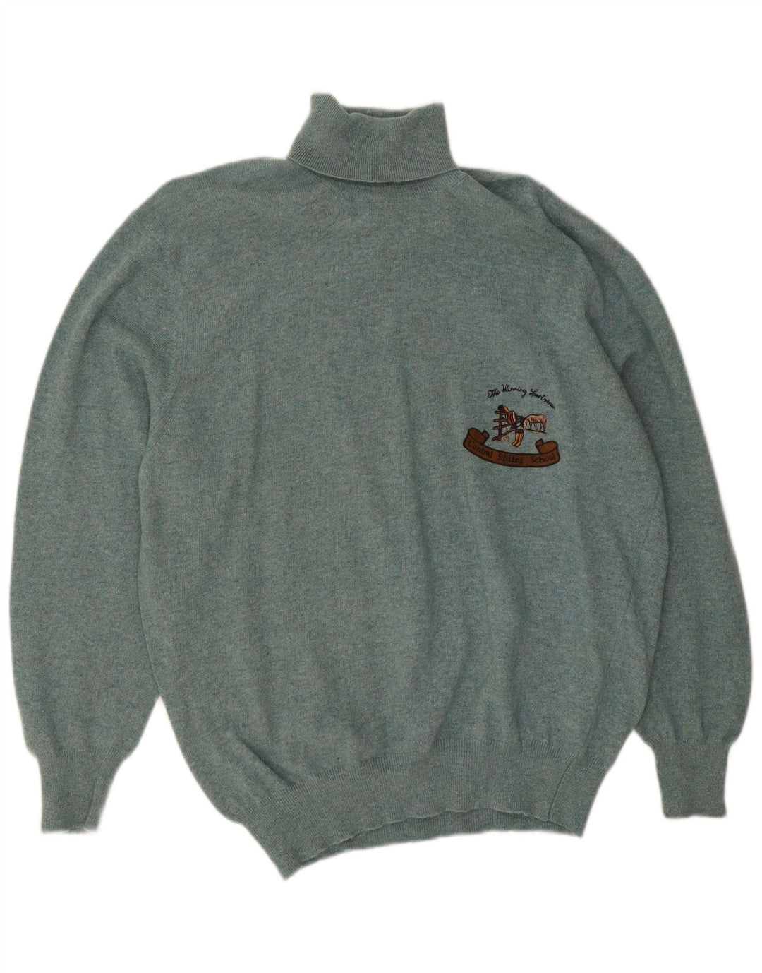 Suéter masculino vintage com gola redonda grande verde