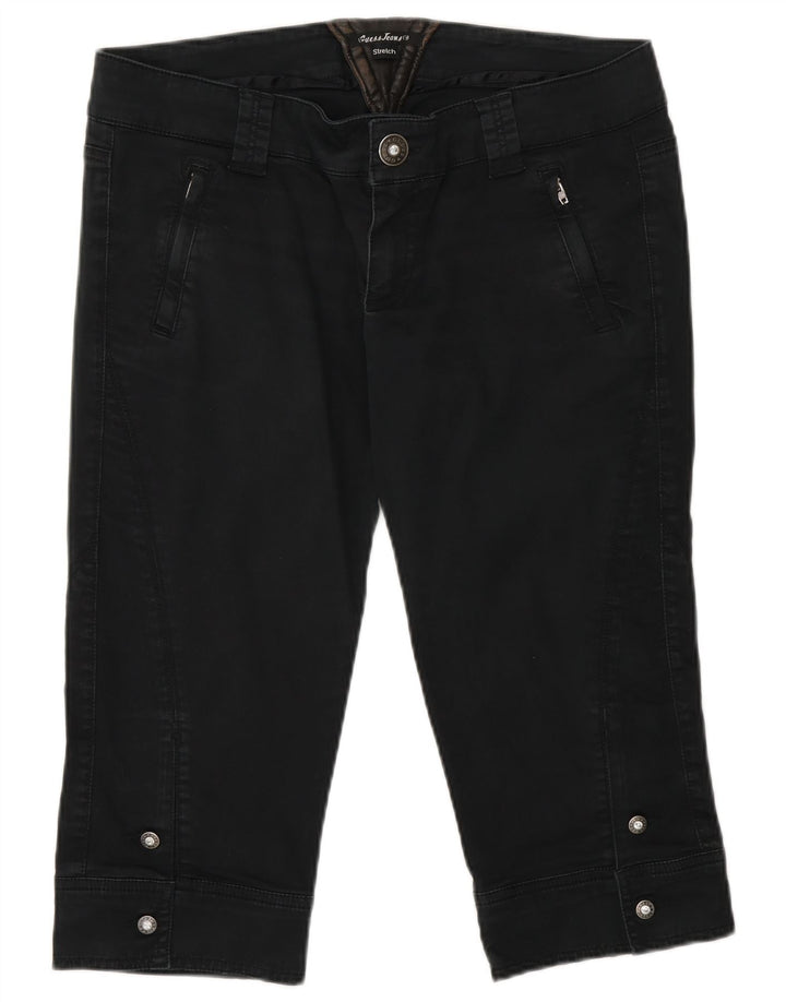 Calça capri feminina Guess W32 grande algodão preto