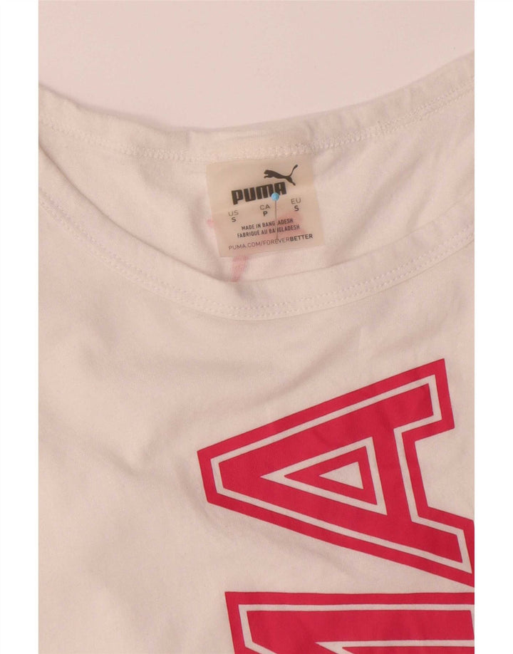 Puma Womens Oversized Graphic Vest Top UK 10 Pequeno Algodão Branco