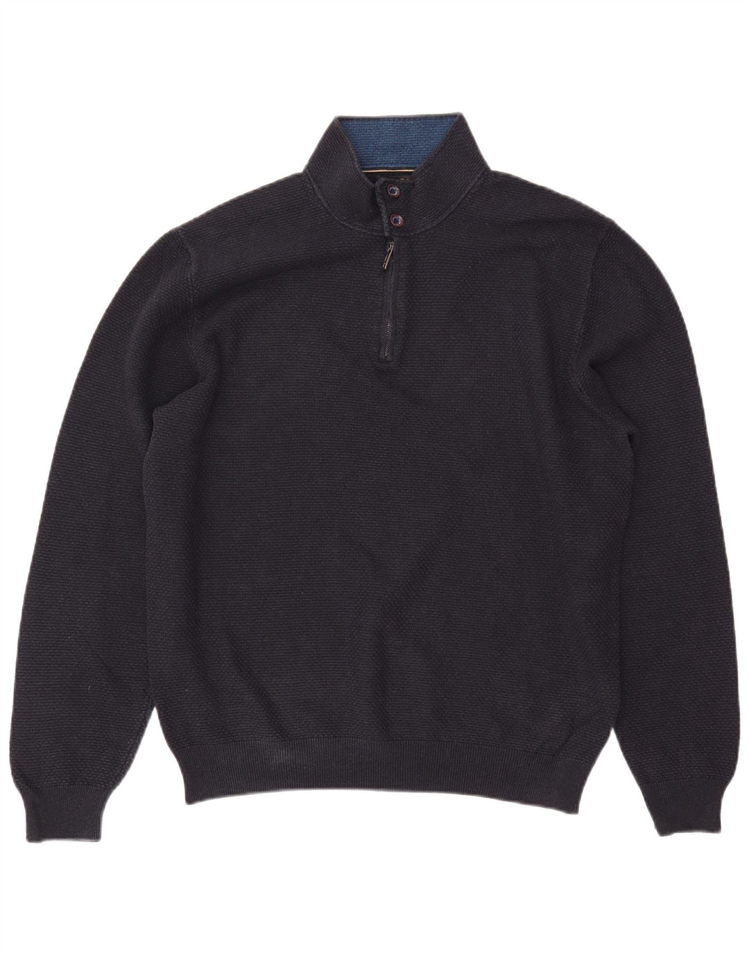 Suéter masculino MASSIMO DUTTI com zíper e gola 2XL algodão azul marinho