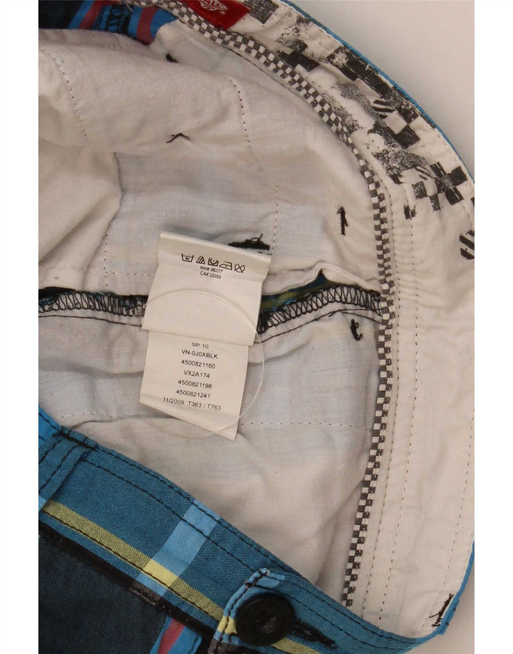 Shorts Cargo Masculino Vans Pequeno W28 Azul Xadrez Algodão