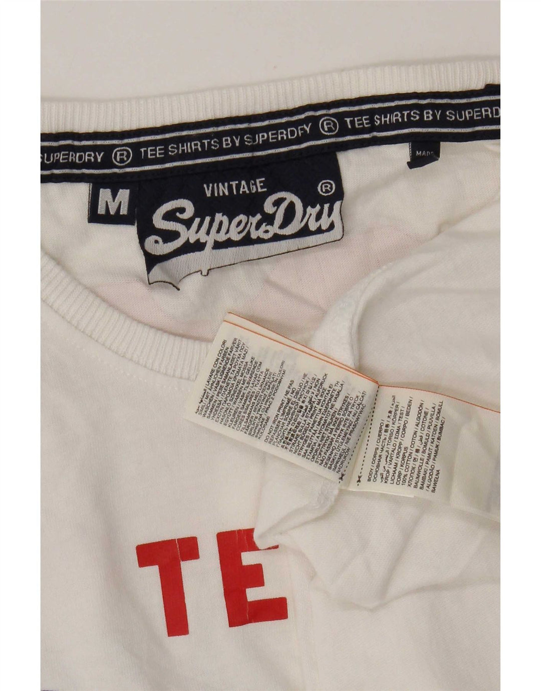 Camiseta gráfica masculina Superdry Top médio algodão branco