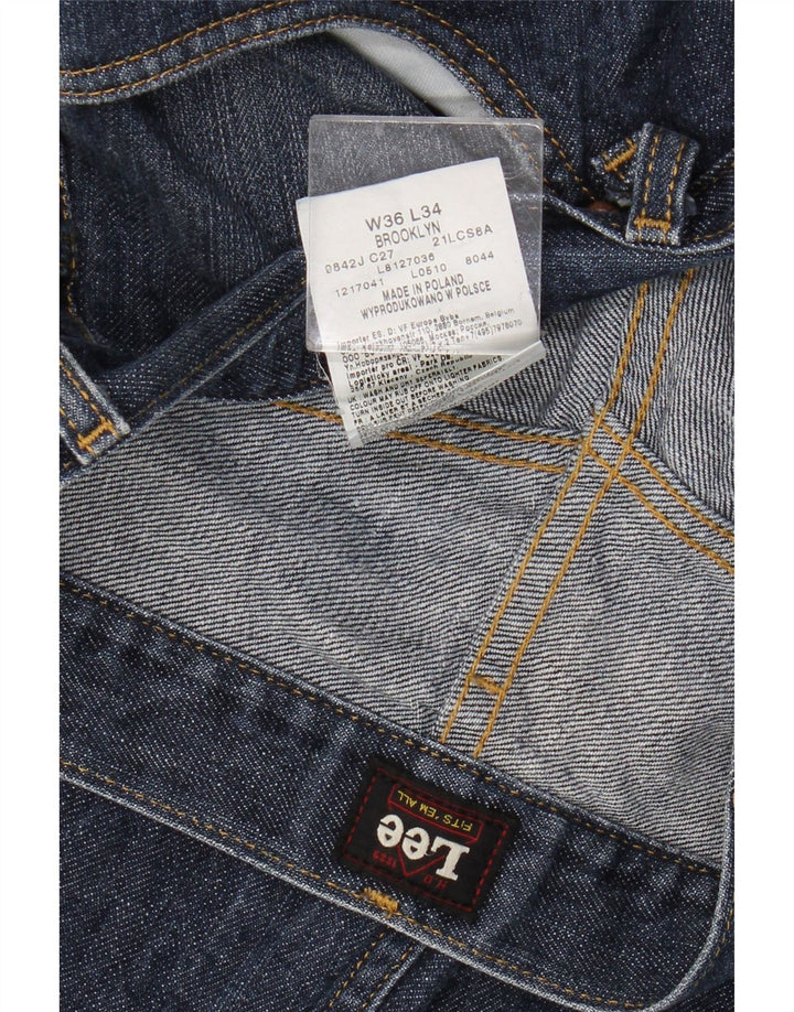 Lee Mens Brooklyn Straight Jeans W36 L28 Azul Marinho Algodão