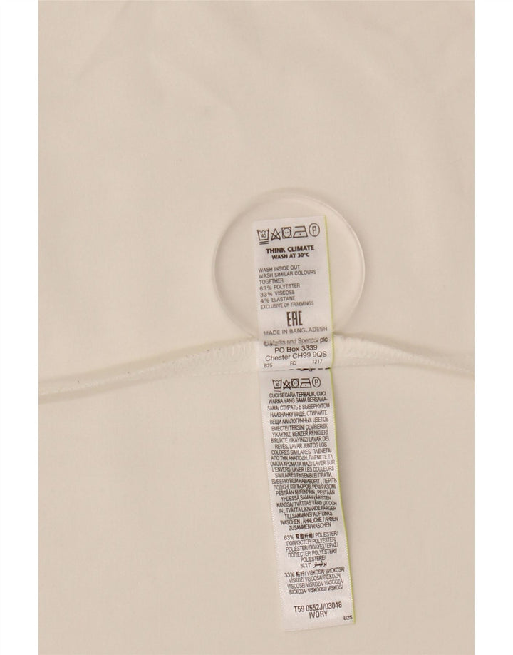 Jaqueta blazer feminina MARKS & SPENCER manga 3/4 aberta Reino Unido 12 médio branco