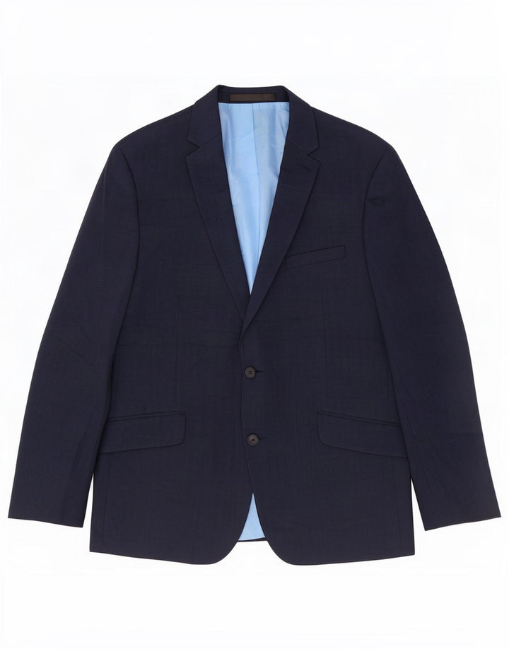 Jaqueta blazer masculina de 2 botões Marks & Spencer Reino Unido 42 grande lã azul marinho
