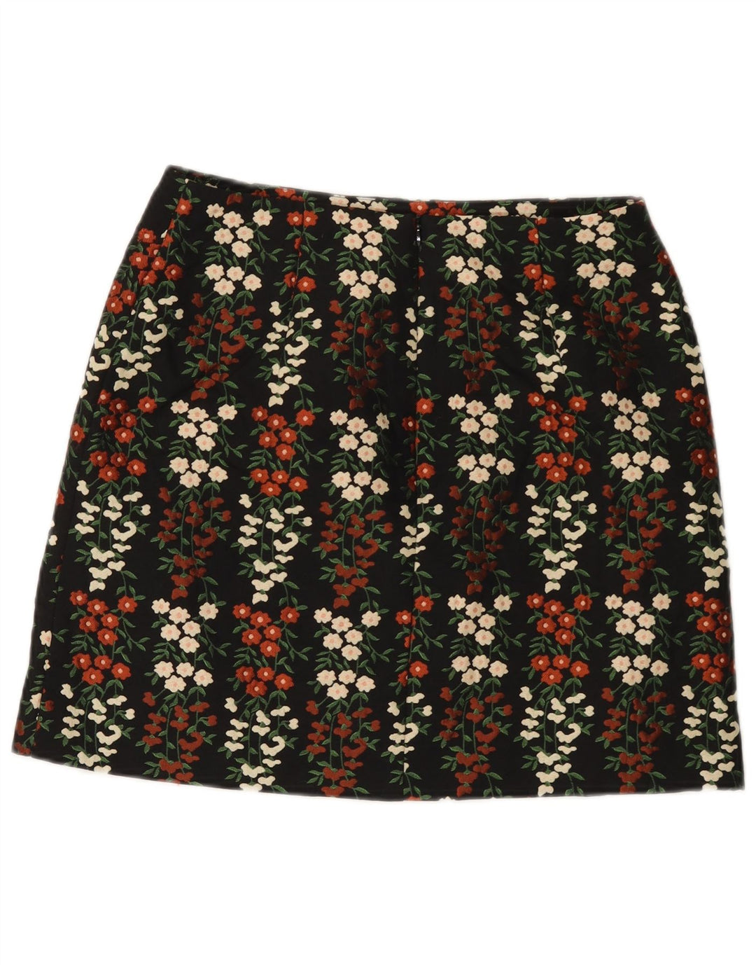 Minissaia feminina Oasis UK 12 médio W30 poliéster floral preto