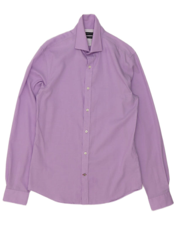 Camisa masculina Tommy Hilfiger Slim Fit tamanho 15 algodão roxo médio