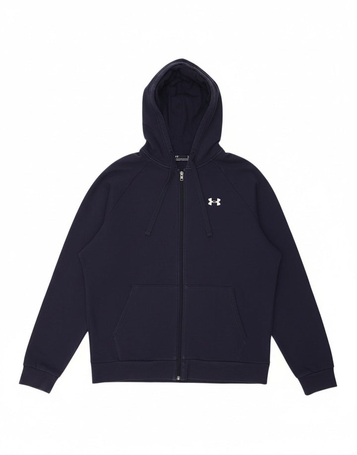 Suéter masculino com capuz e zíper UNDER ARMOUR grande algodão azul marinho