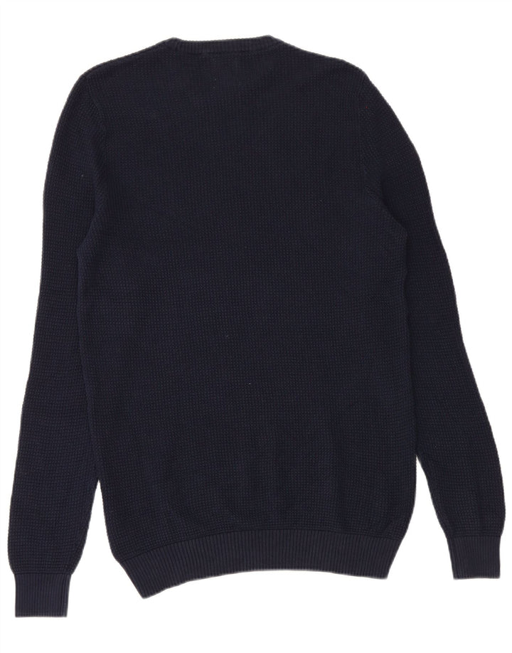 Zara Suéter masculino com gola redonda e algodão azul marinho médio