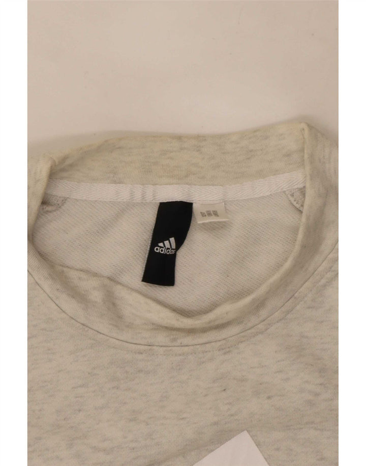 Adidas Womens Graphic Sweatshirt Jumper UK 8 Pequeno Cinza Flecked