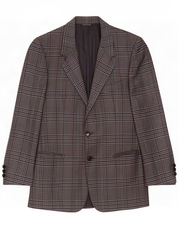 Adolfo Trabaldo Jaqueta masculina de 2 botões Blazer IT 48 Lã xadrez cinza médio