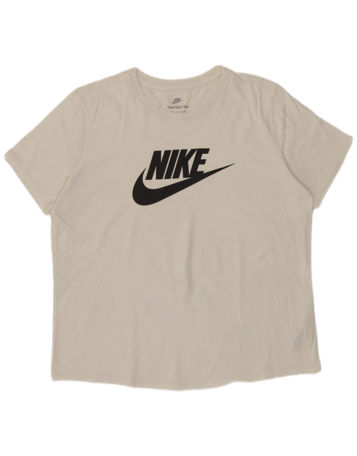 Camiseta feminina NIKE com estampa gráfica UK 16 grande algodão branco