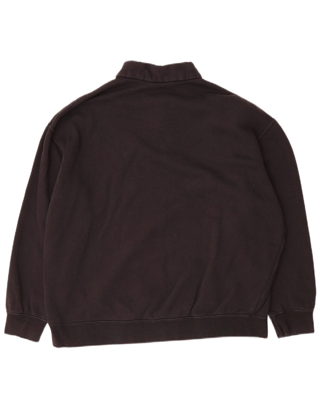 NIKE Mens Loose Fit Zip Neck Moletom Jumper Pequeno Algodão Preto