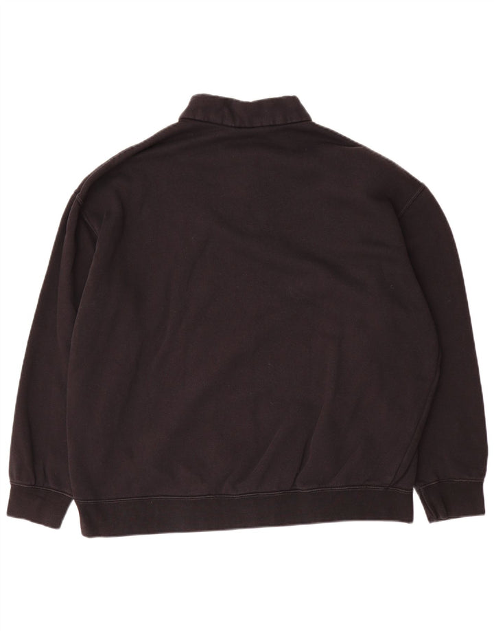 NIKE Mens Loose Fit Zip Neck Moletom Jumper Pequeno Algodão Preto