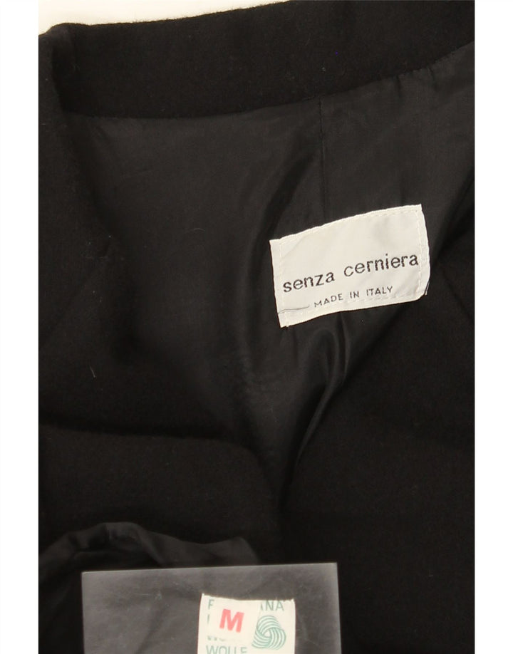 Jaqueta blazer feminina vintage com 1 botão Reino Unido 14 lã preta média