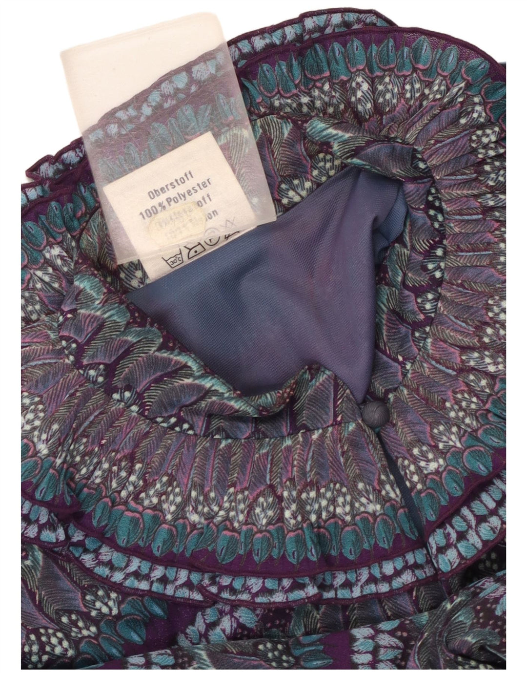 Vestido maxi feminino vintage com padrão abstrato Reino Unido 8 pequeno bloco colorido roxo