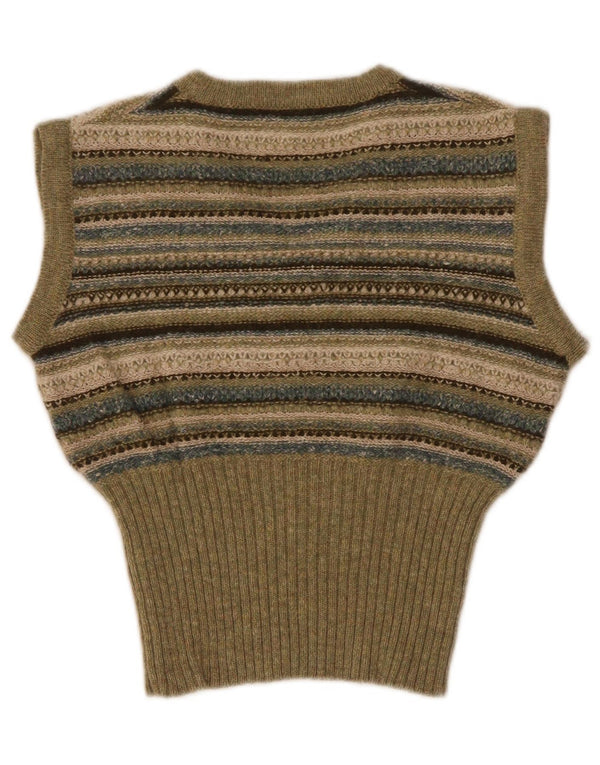 Colete feminino vintage regata UK 10 lã listrada verde pequena